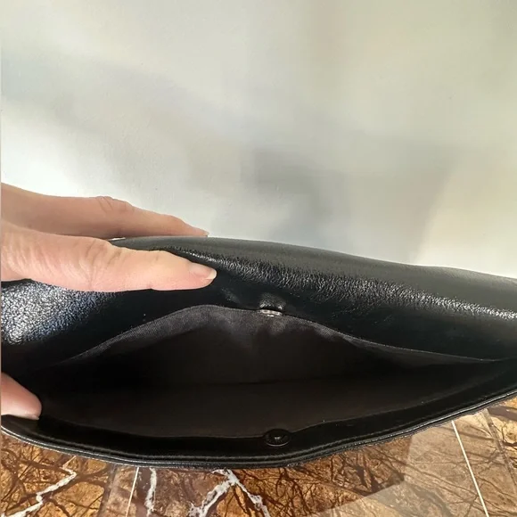 Aqua Metallic Foldover Clutch in Black - Picture 3 of 9